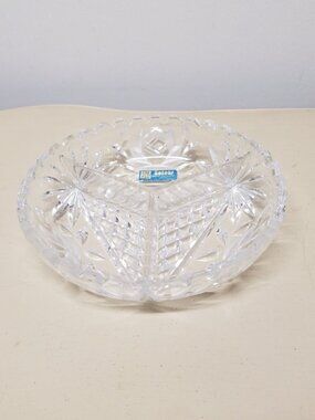 Vintage Colony 3-section Divided Cut Lead Crystal Dish
